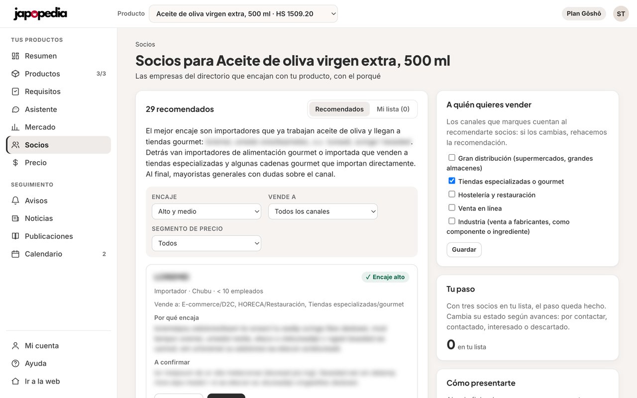 Captura de la sección Socios de la app de Japopedia